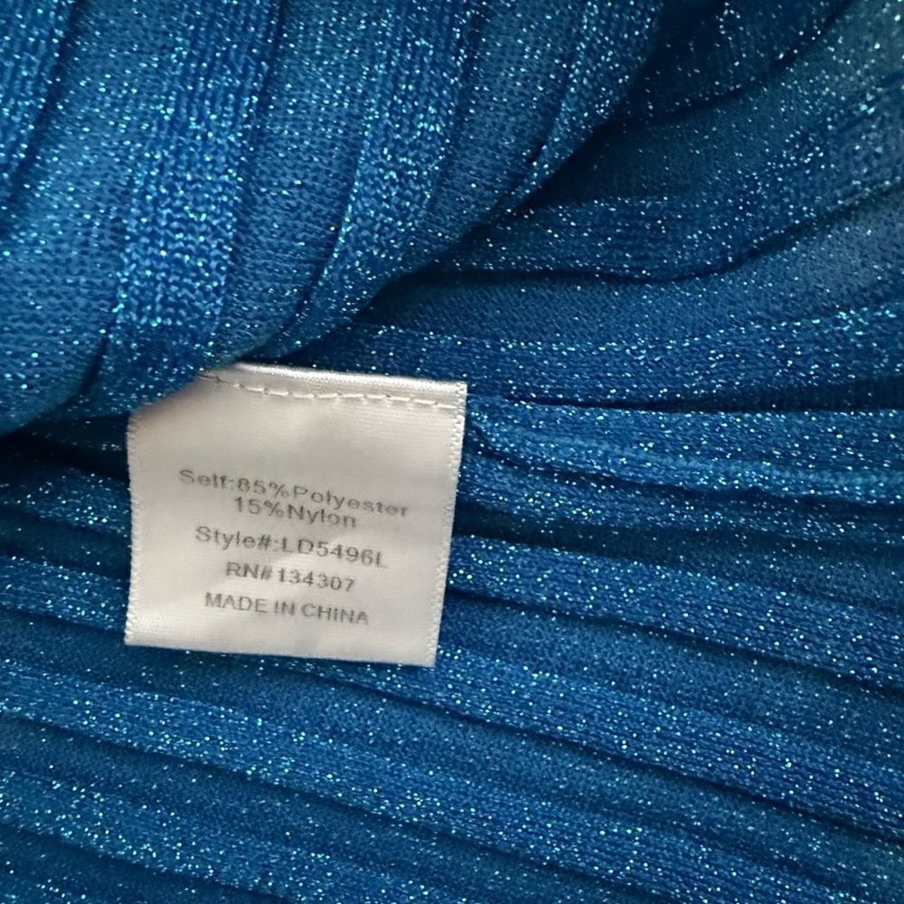 Line and Dot Ribbed Sparkle Dress Blue Medium EUC - Picture 5 of 6